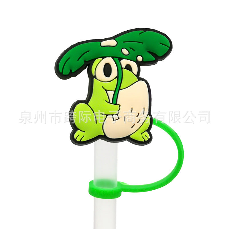 Wholesale 10 pcs Cartoon frog series straw cover straw cap silicone dust plug